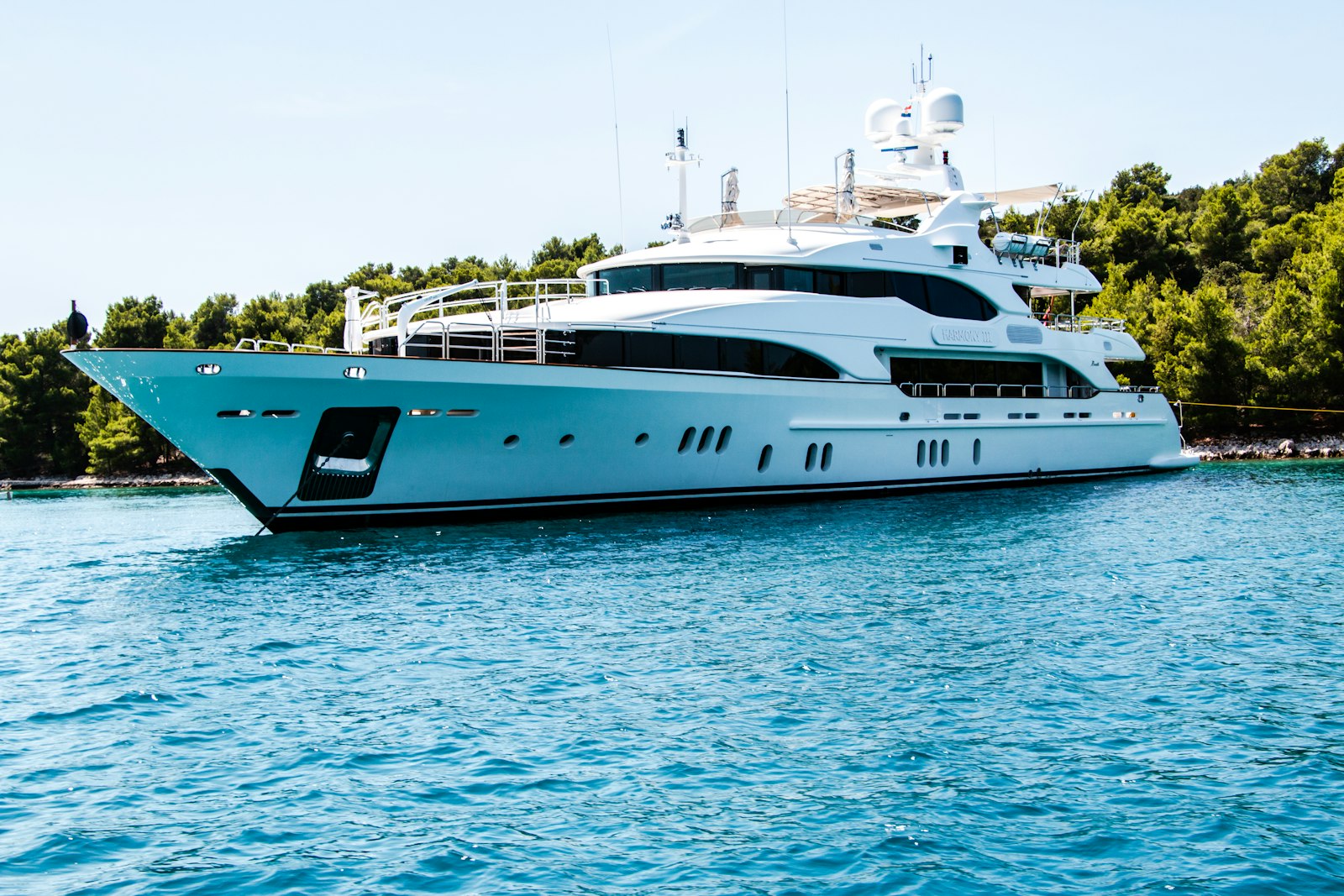 Luxury pleasure boat on open water